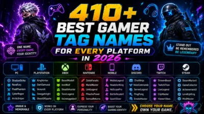 410+ best gamer tag names for every platform in 2026 with gaming usernames for PC, PlayStation, Xbox, and Twitch