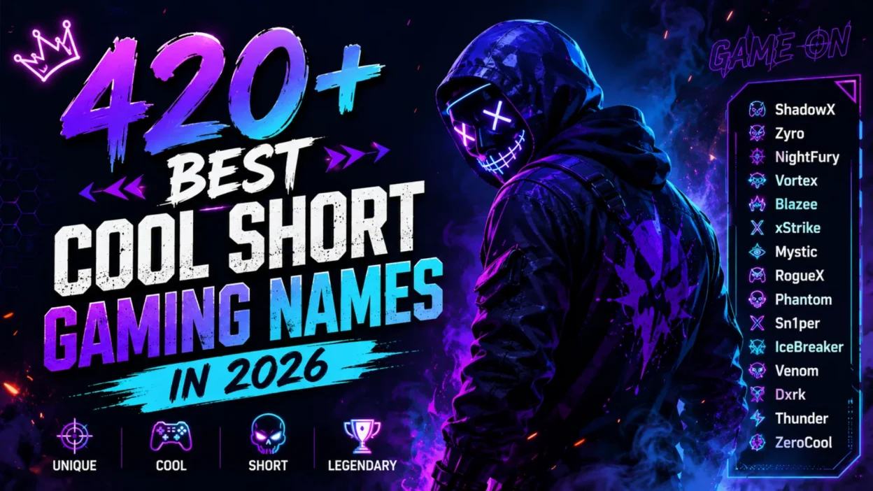 420+ best cool short gaming names in 2026 with a neon cyber gamer and futuristic username ideas