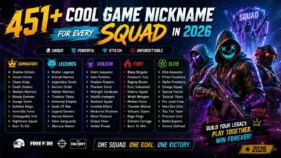 451+ cool game nicknames for every squad in 2026 with futuristic gaming characters and colorful team name categories