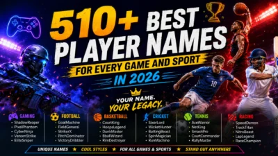 510+ best player names for every game and sport in 2026 featuring gaming, football, basketball, cricket, tennis, and racing