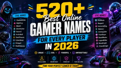520+ best online gamer names for every player in 2026 with neon gaming setup, futuristic gamers, and creative username ideas