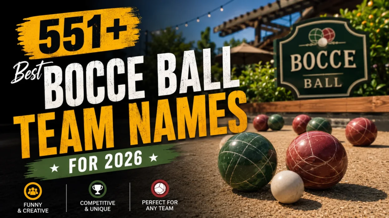 551+ best bocce ball team names for 2026 featured image with colorful bocce balls on an outdoor court