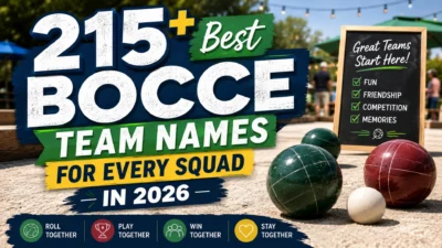 215+ best bocce team names with colorful bocce balls on a court and creative name ideas for every squad in 2026