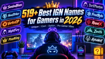 519+ best IGN names for gamers in 2026 with neon gaming setup and unique name ideas