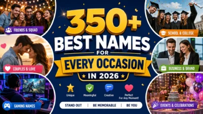 350+ best names for every occasion in 2026 featuring friends, couples, gaming, business, school, and celebration themes.