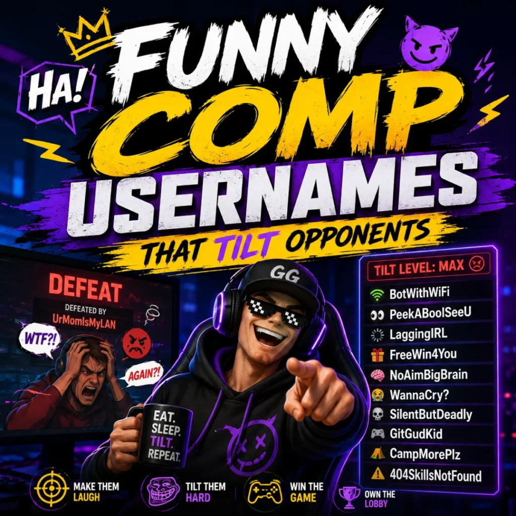 Funny comp usernames that tilt opponents with clever and hilarious gaming name ideas