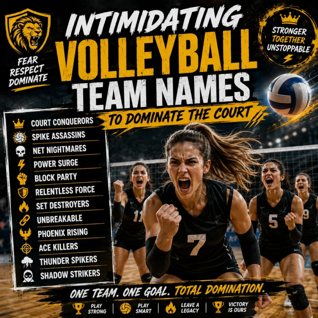 Intimidating volleyball team names to dominate the court with fierce team spirit