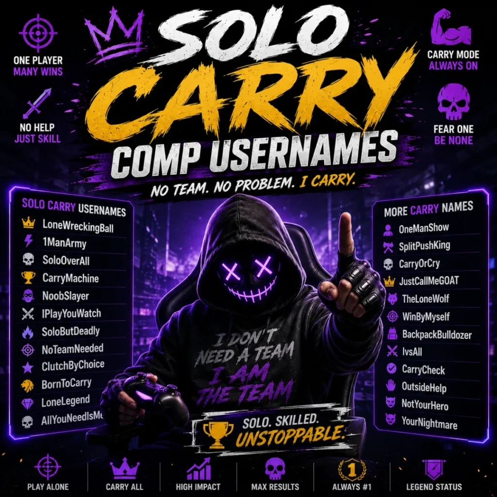 Solo carry comp usernames for skilled gamers who dominate matches without relying on a team