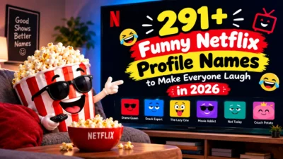 291+ funny Netflix profile names in 2026 with popcorn, TV, and humorous streaming characters