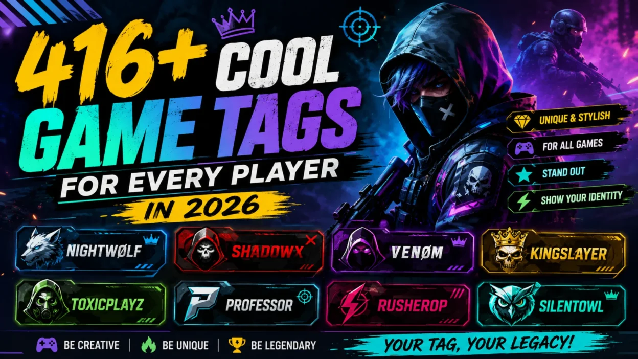 416+ cool game tags for every player in 2026 featuring unique gaming usernames and futuristic gamer design