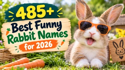 485+ best funny rabbit names for 2026 with a playful bunny wearing sunglasses