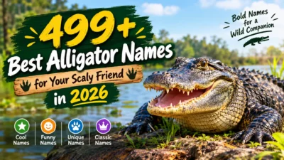 499+ best alligator names for your scaly friend in 2026 with a smiling alligator by the water