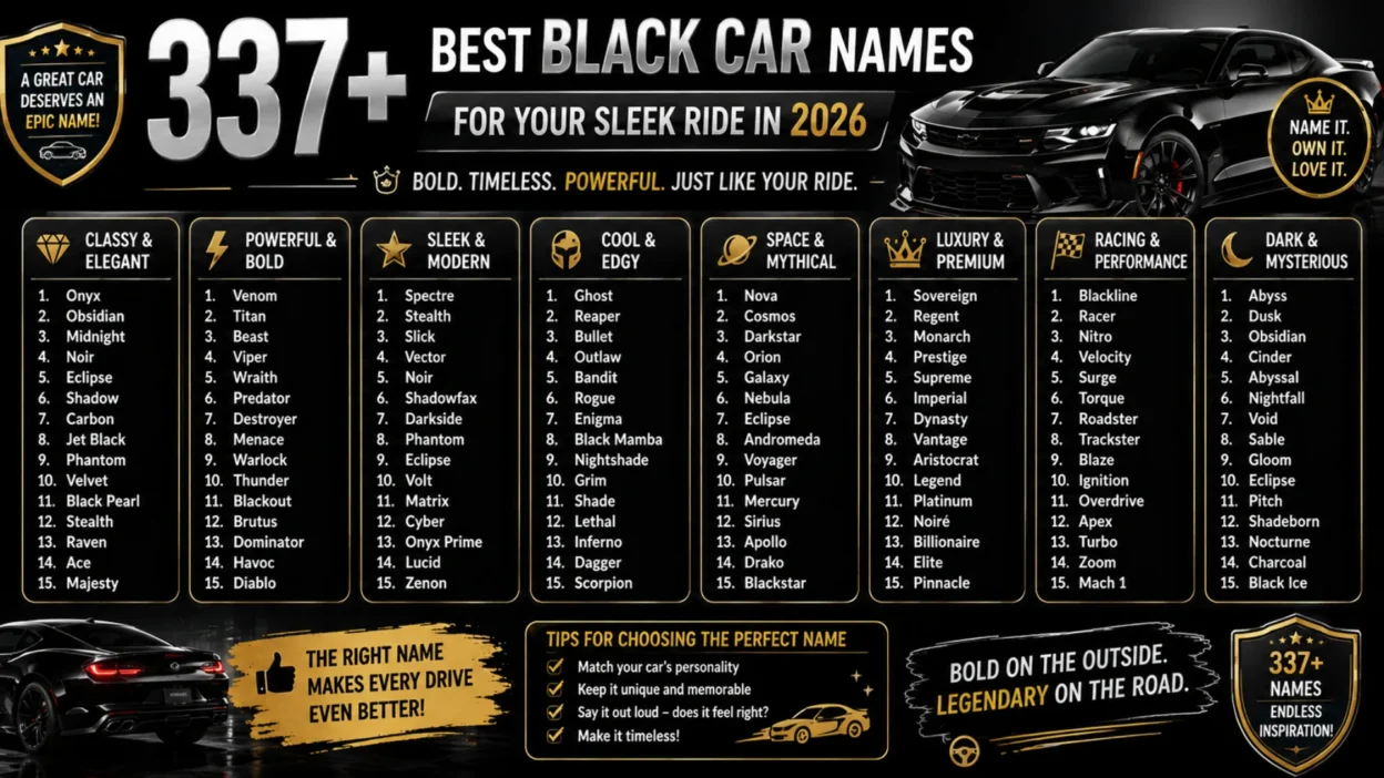 337+ best black car names for 2026, with classy, powerful, sleek, luxury and mysterious ideas