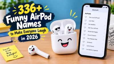 336+ funny AirPod names for 2026 with playful earbuds, charging case, and Bluetooth name ideas