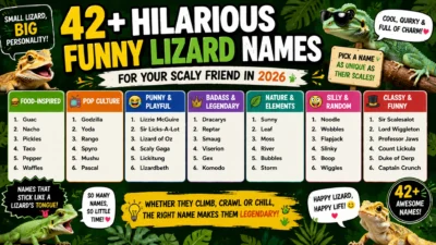 42+ funny lizard names for 2026, with playful, food, nature, pop culture and quirky name ideas