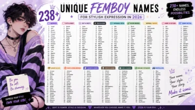 238+ unique femboy names for stylish expression, including cute, aesthetic, edgy and fantasy names